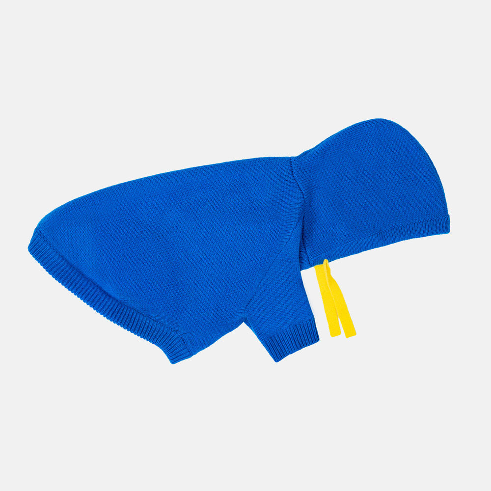 Blue Knitted Dog Hoodie Sweater – Cozy Winter Pet Clothes for Small Dogs & Puppies