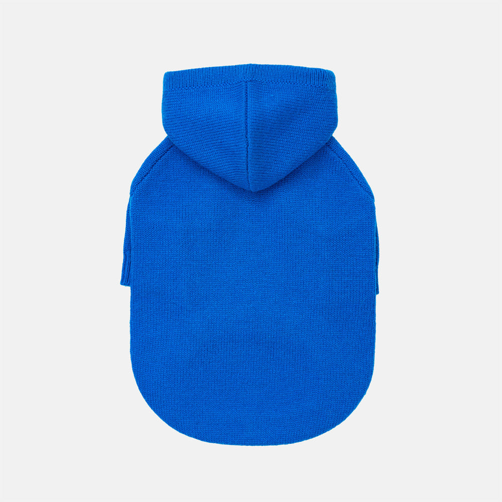 Blue Knitted Dog Hoodie Sweater – Cozy Winter Pet Clothes for Small Dogs & Puppies